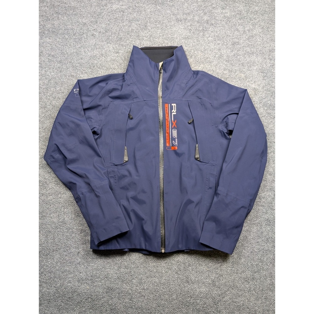 Polo Ralph Lauren RLX 67 Mens Size Small Navy Blue Waterproof Rain Shell Jacket